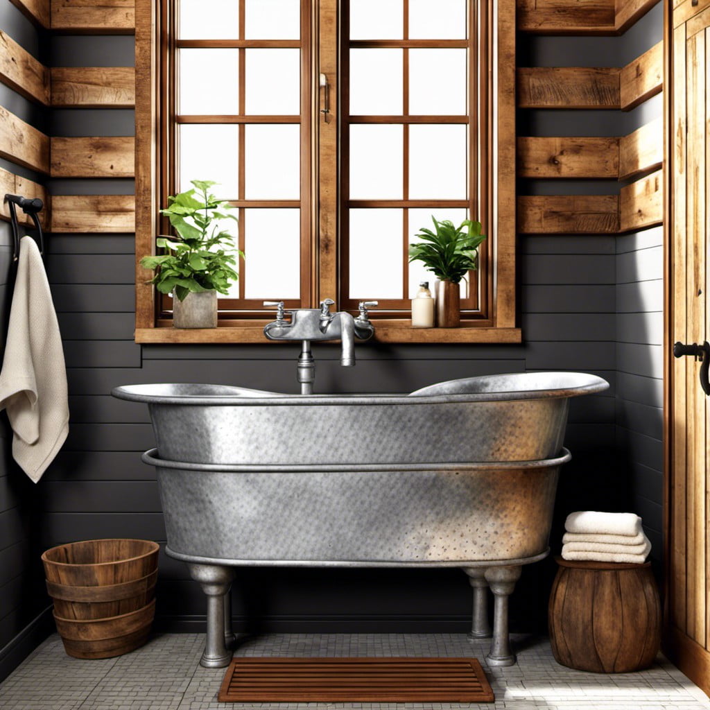 rustic galvanized tub sink