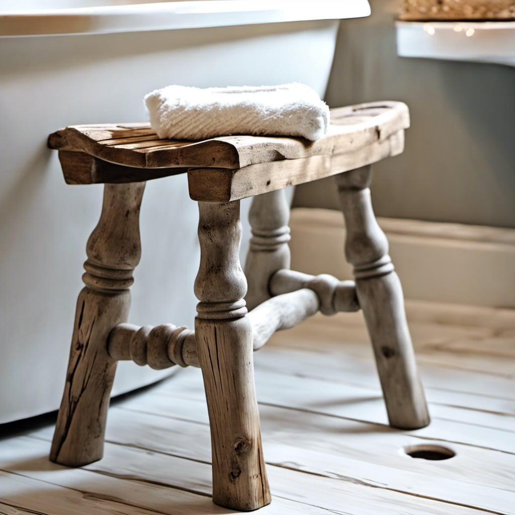 rustic wood stool