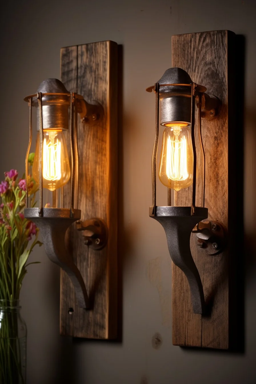 rustic wooden sconces