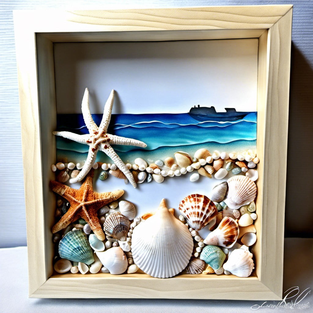 seashells from beach wedding shadow box