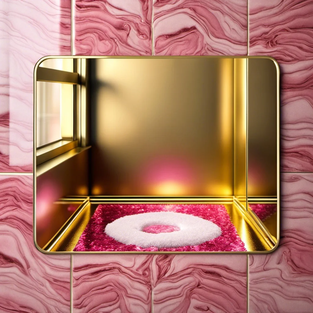 shimmering gold and pink bath mats
