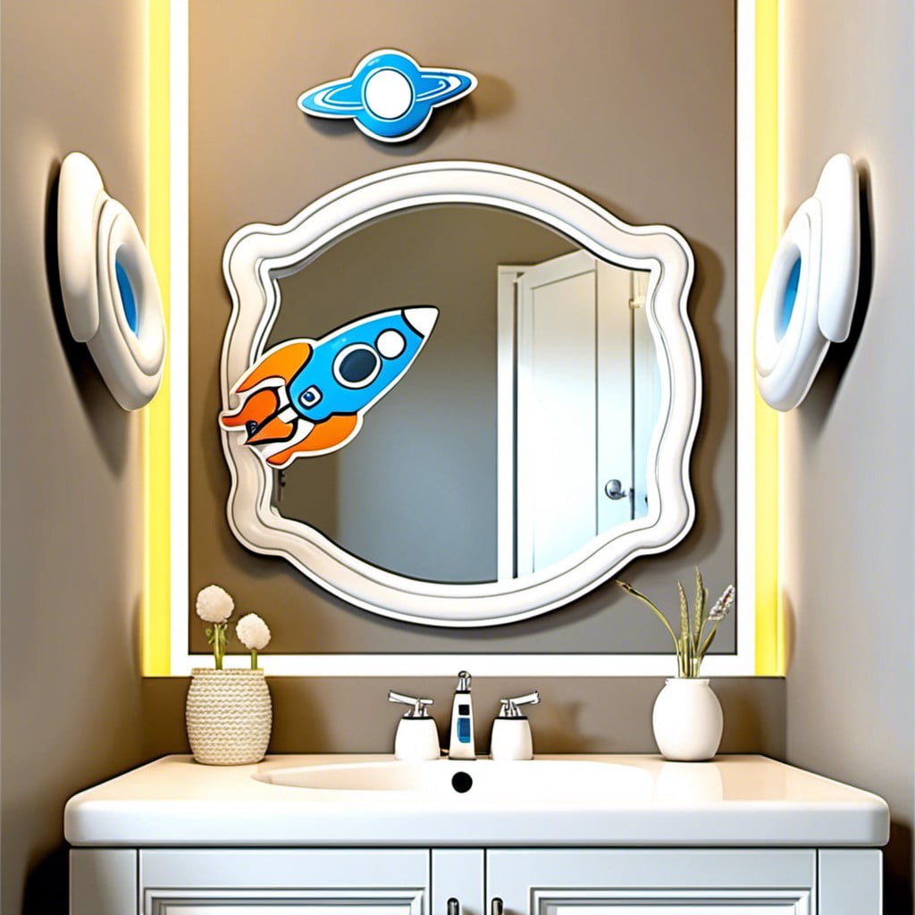 spaceship motif mirror