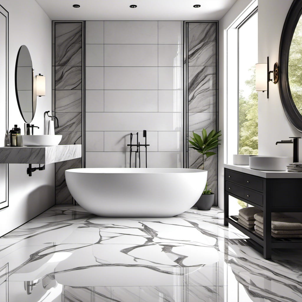 subtle white and gray marble floor