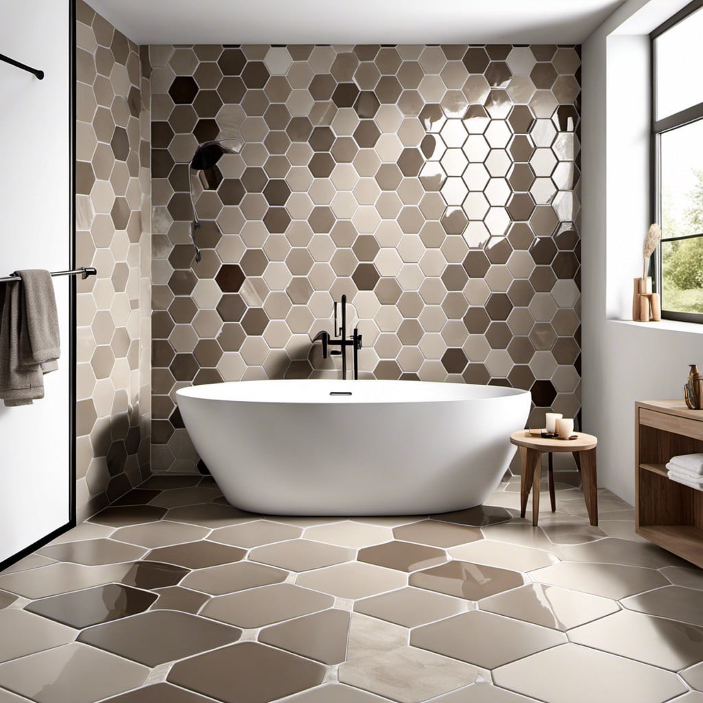 taupe hexagonal tiles