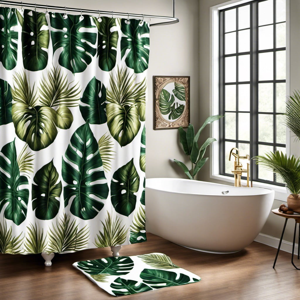 tropical leaf design curtain