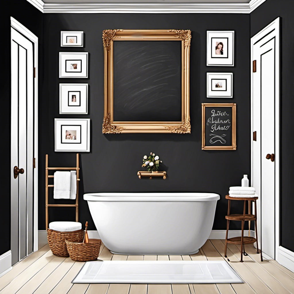 use chalkboard paint as a backdrop for a gallery wall