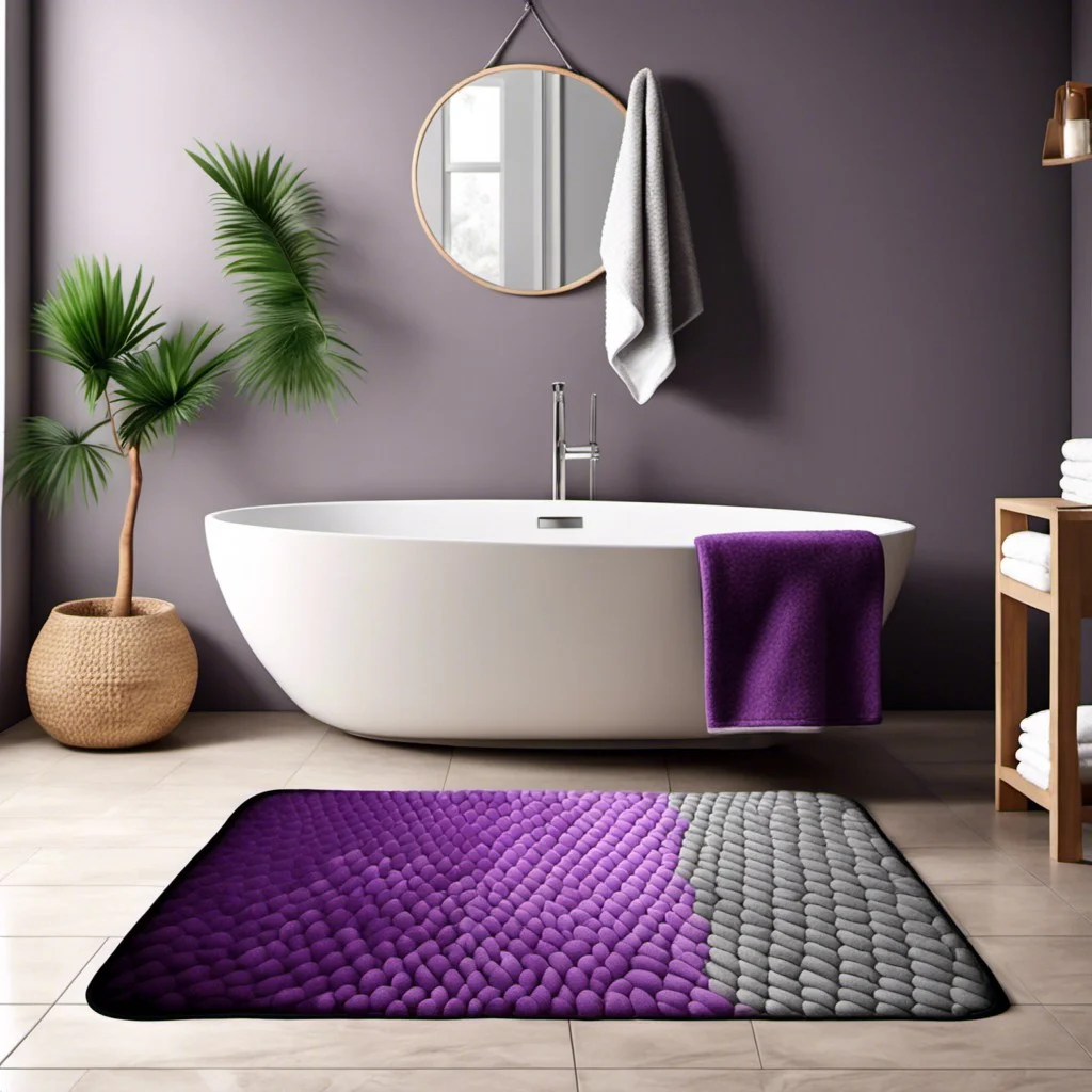 varying shades of gray and purple bathmat