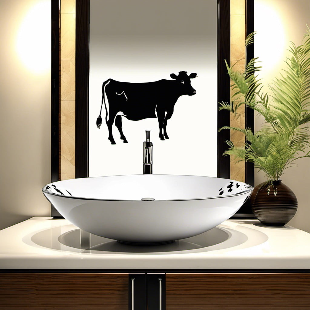 vessel sink in cow pattern