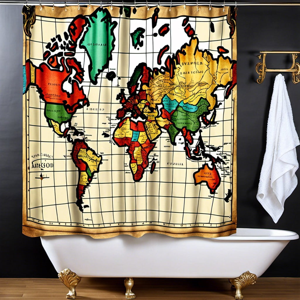 vintage style map curtain
