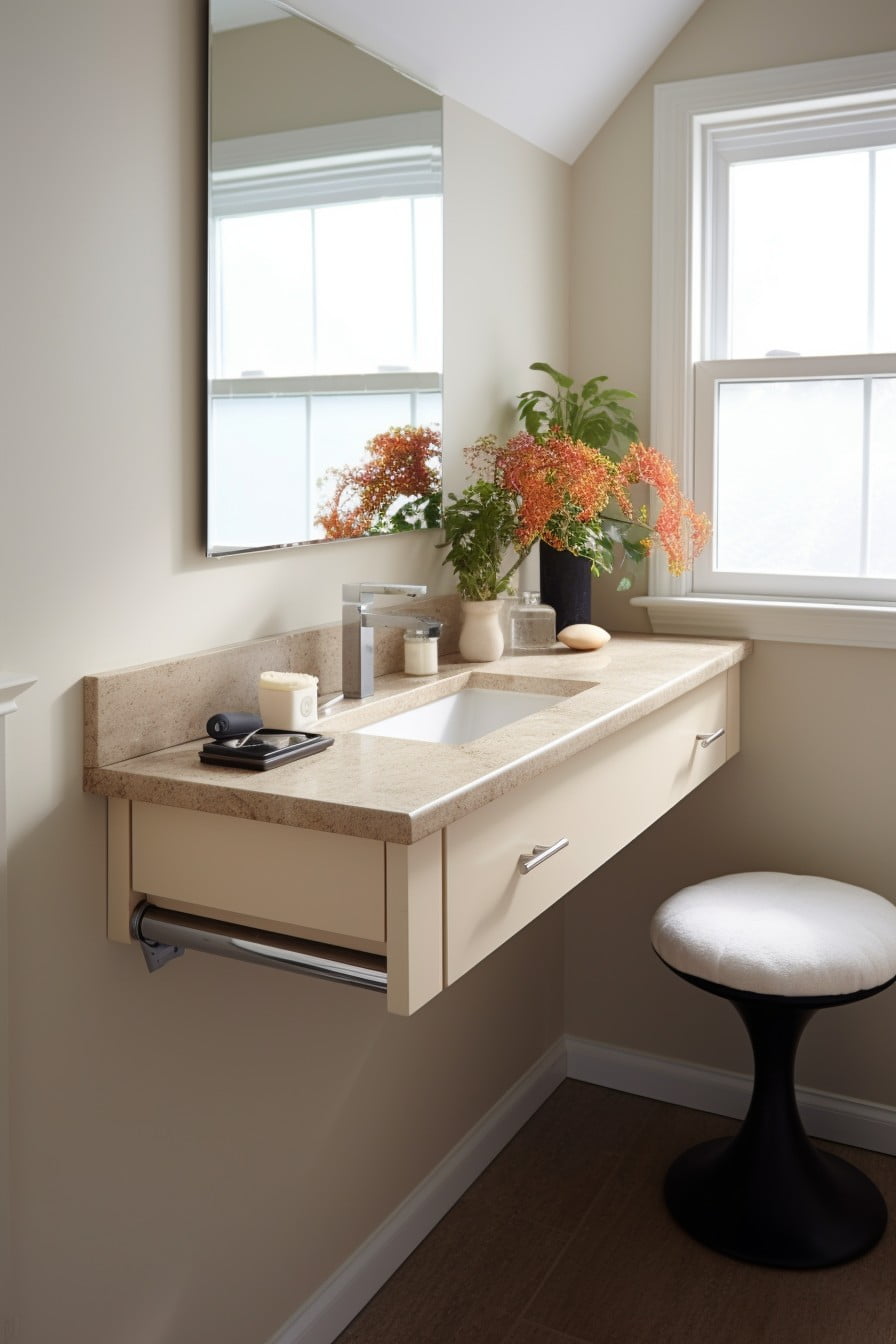 wall mounted vanity above knee wall