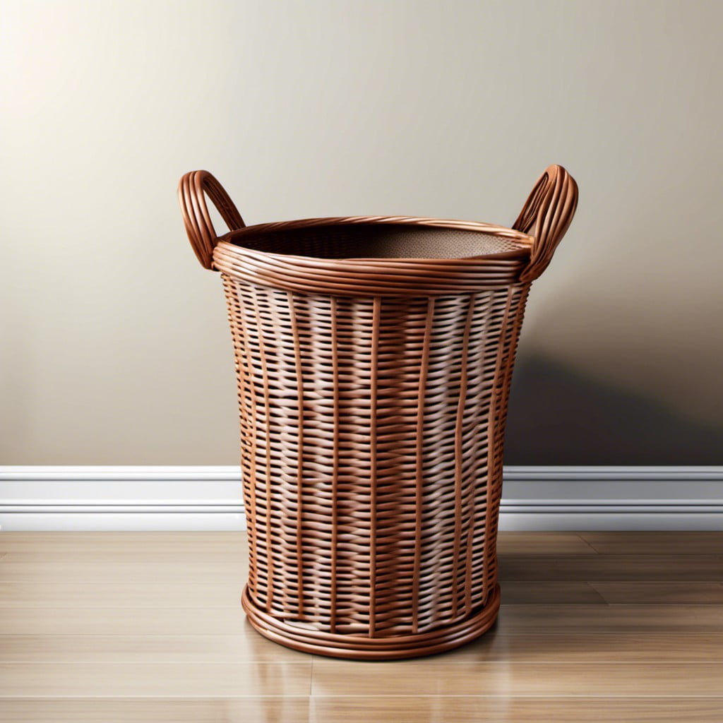 wicker basket trash bin