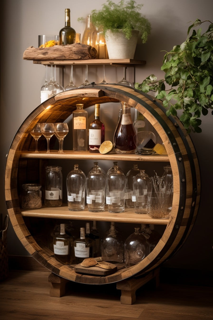 wine barrel glass storage