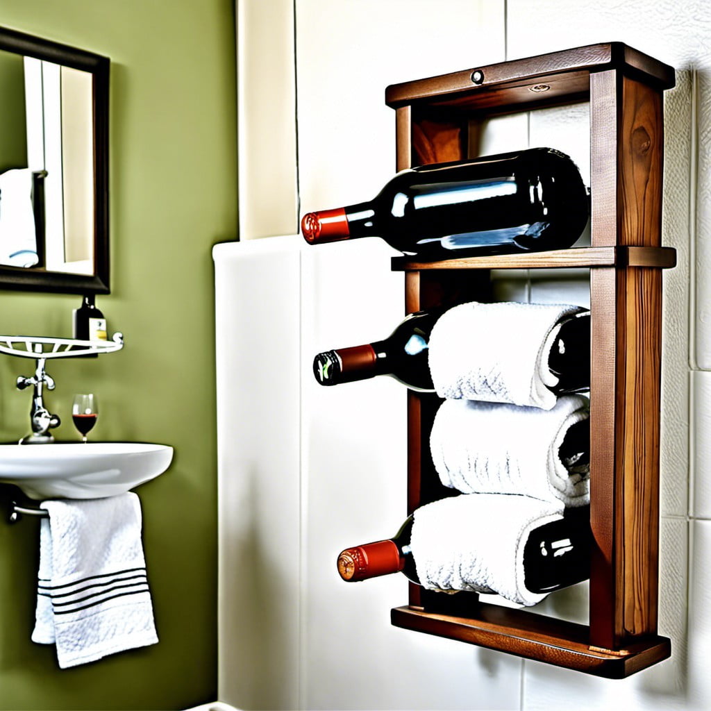 wine rack as a towel holder