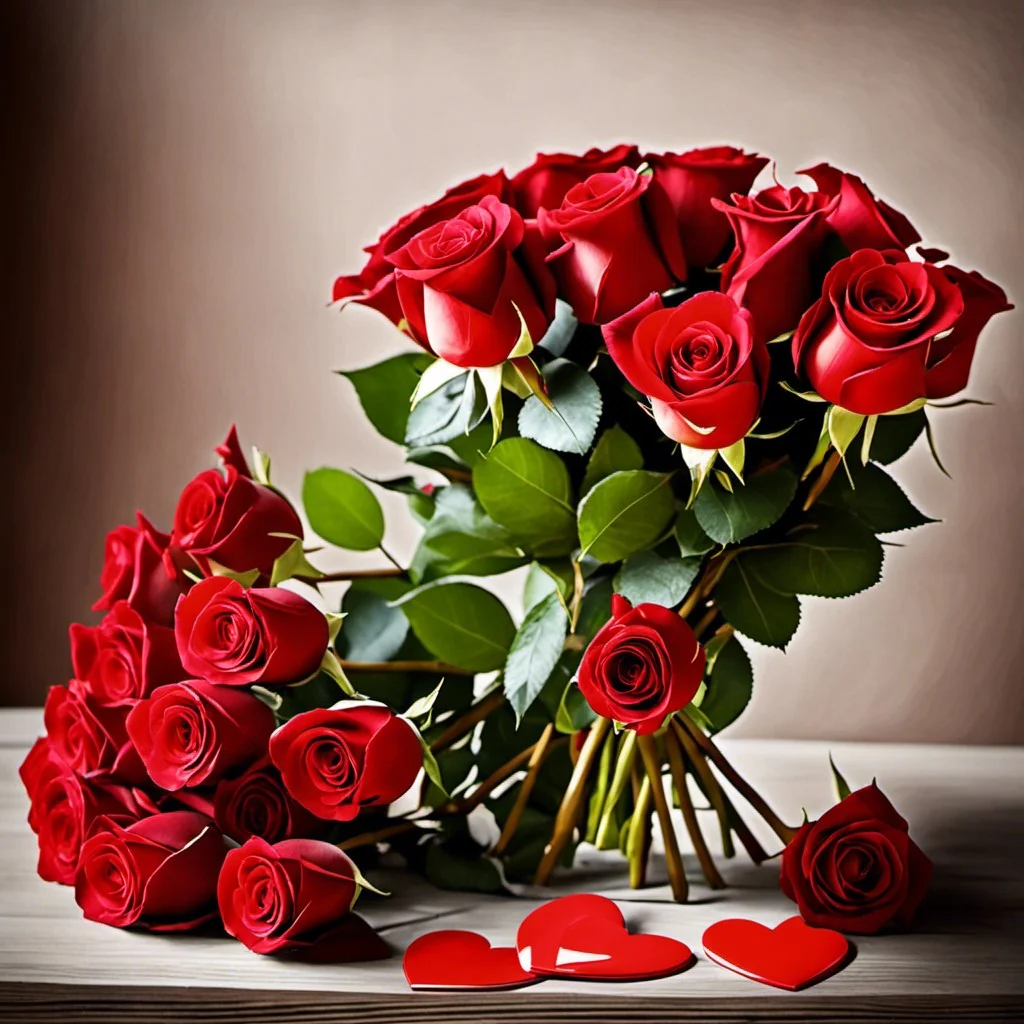 a bouquet of red roses