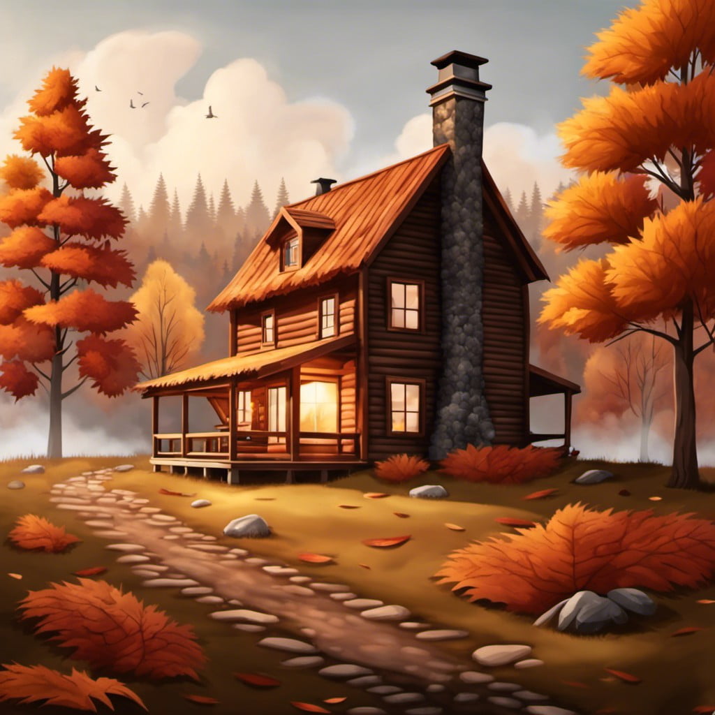 a cozy cabin with chimney smoke