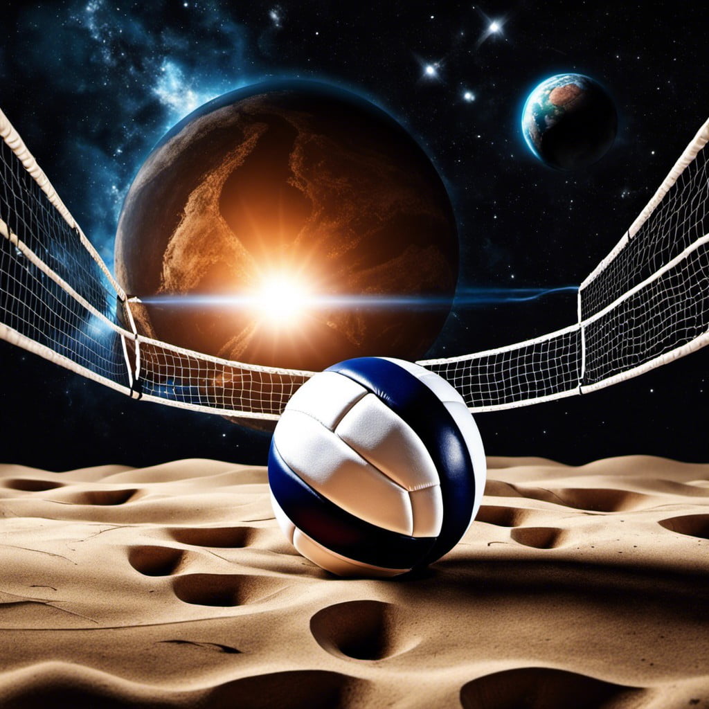 a universe theme with volleyball as the planet