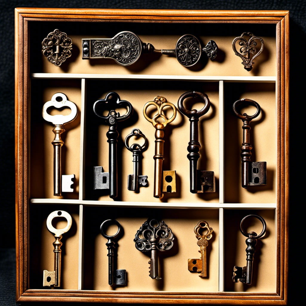 antique key shadow box art