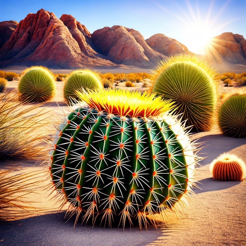 barrel cactus shot under strong sunlight