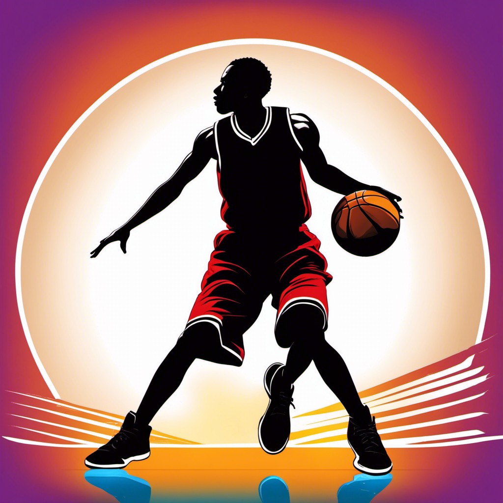 basketball player silhouette against colorful backdrop