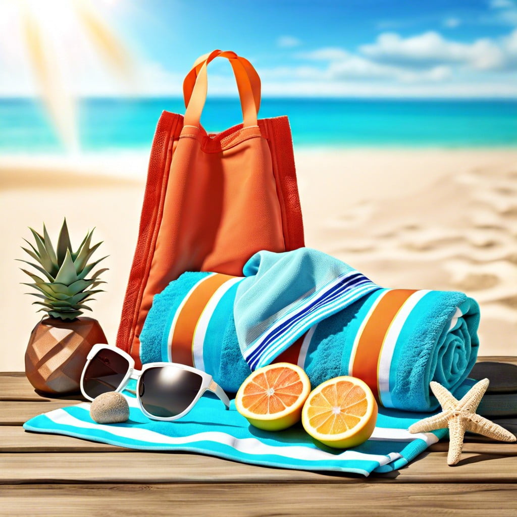 beach towel gift set with summer essentials