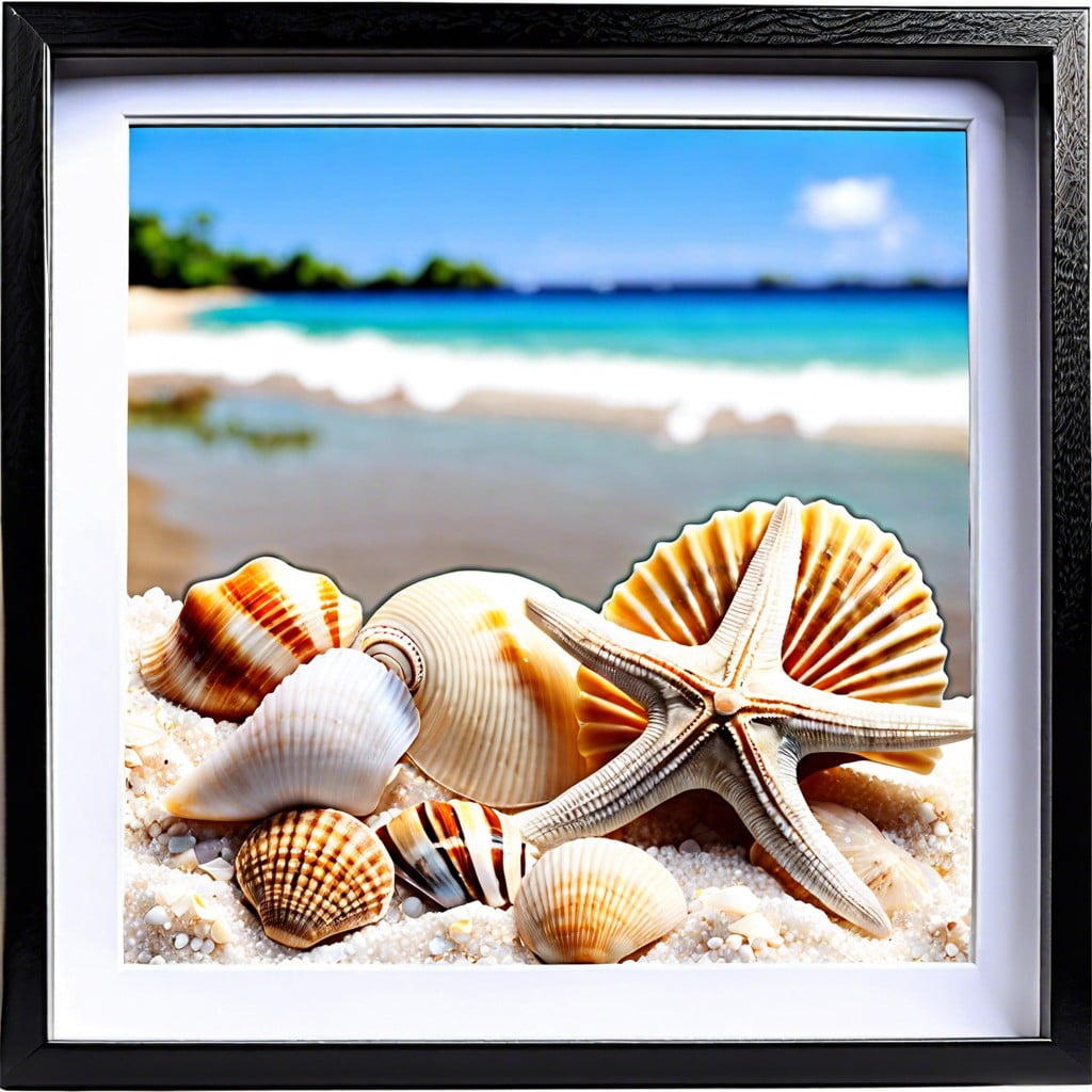 beach vacation shells display frame
