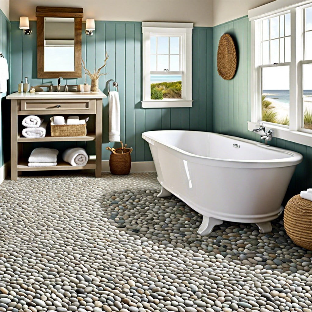 beachy pebble tile floor