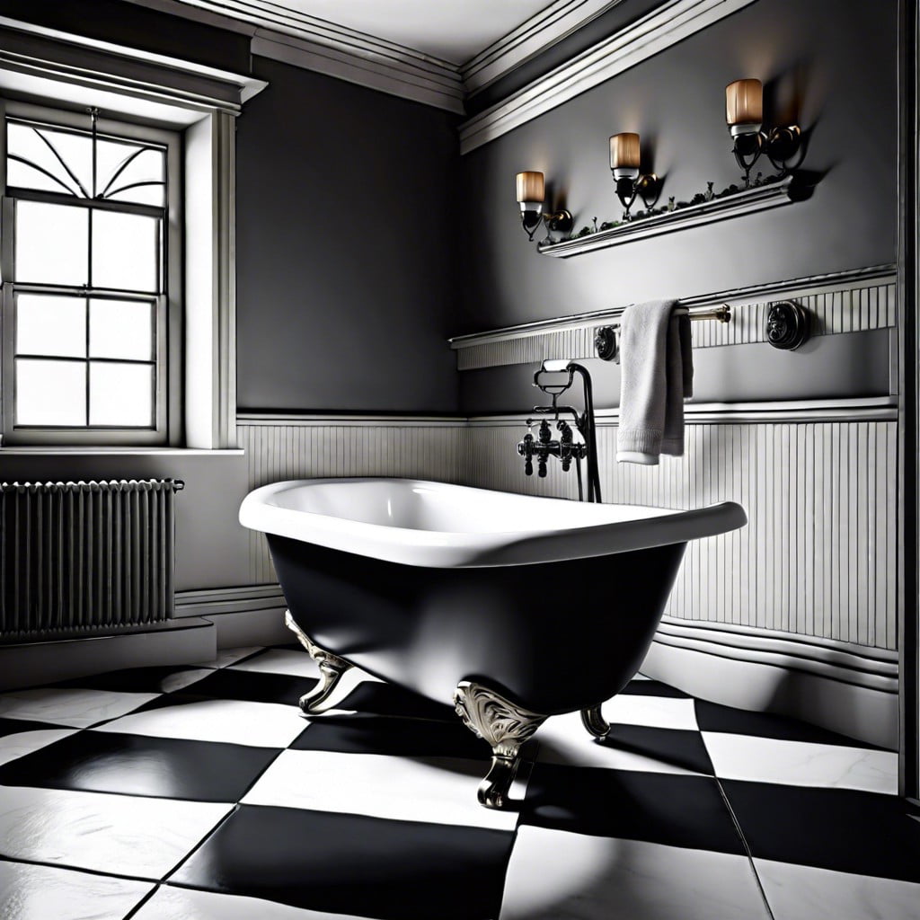 black and white checkerboard flooring