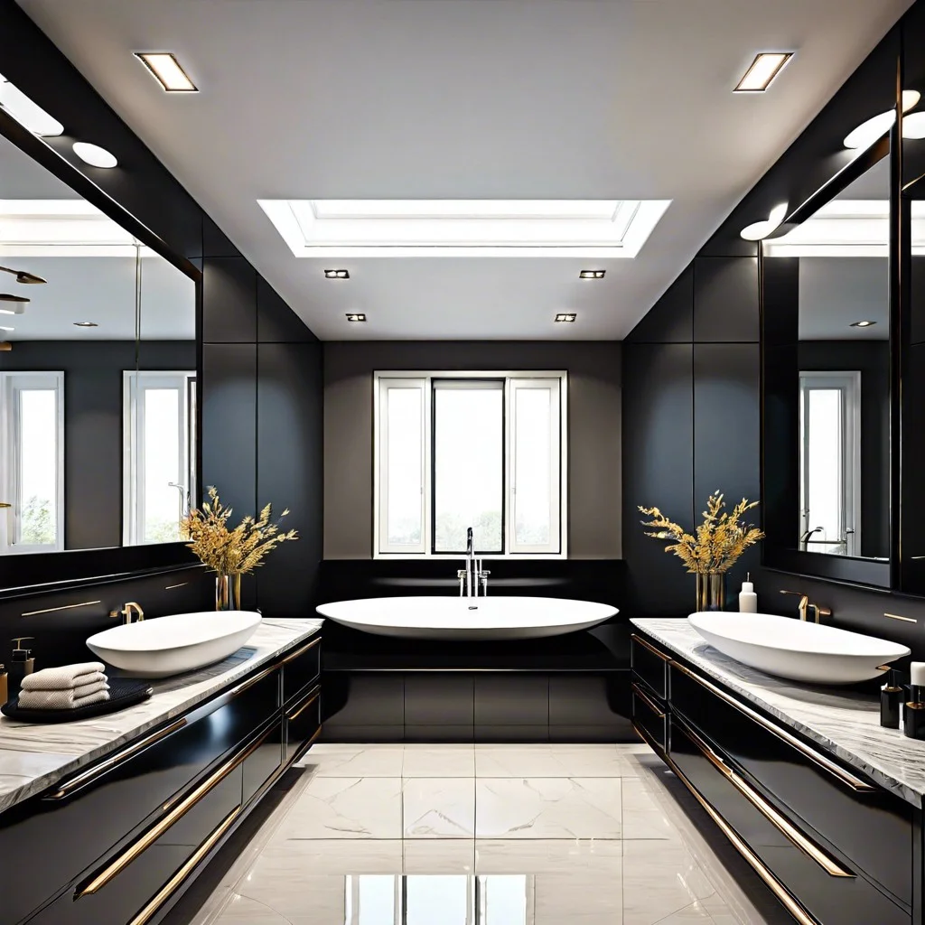 black countertop with a double sink