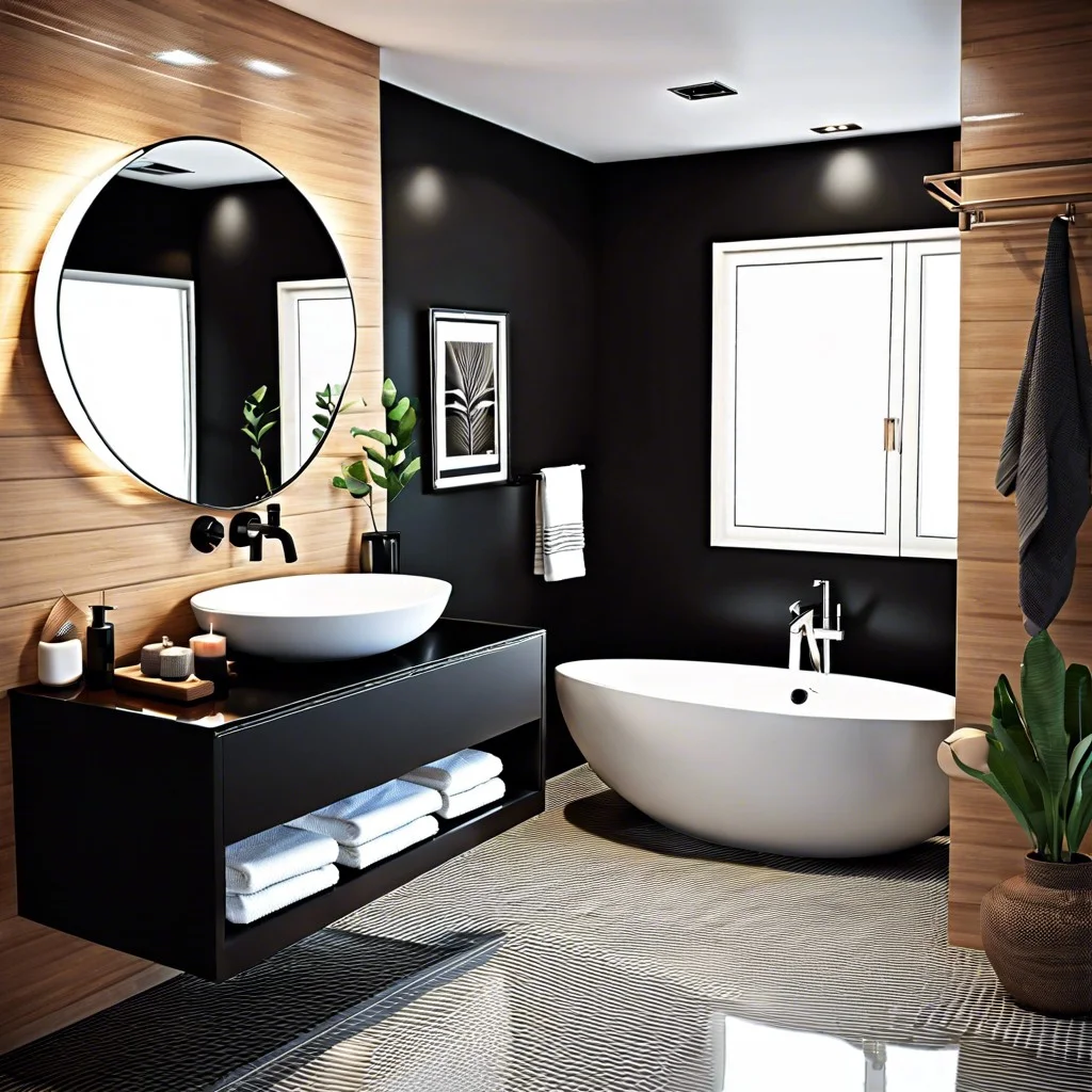 black countertop with a vessel sink