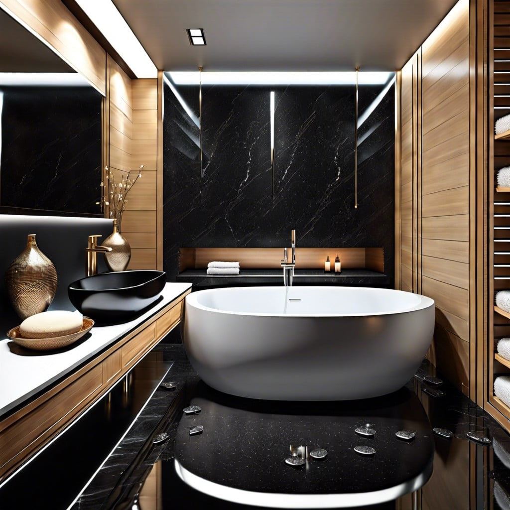 black granite bathtub panel