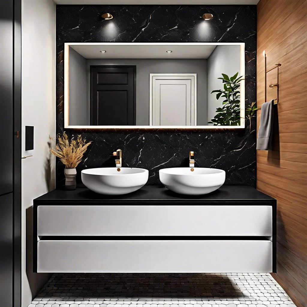 black granite countertop for a floating vanity