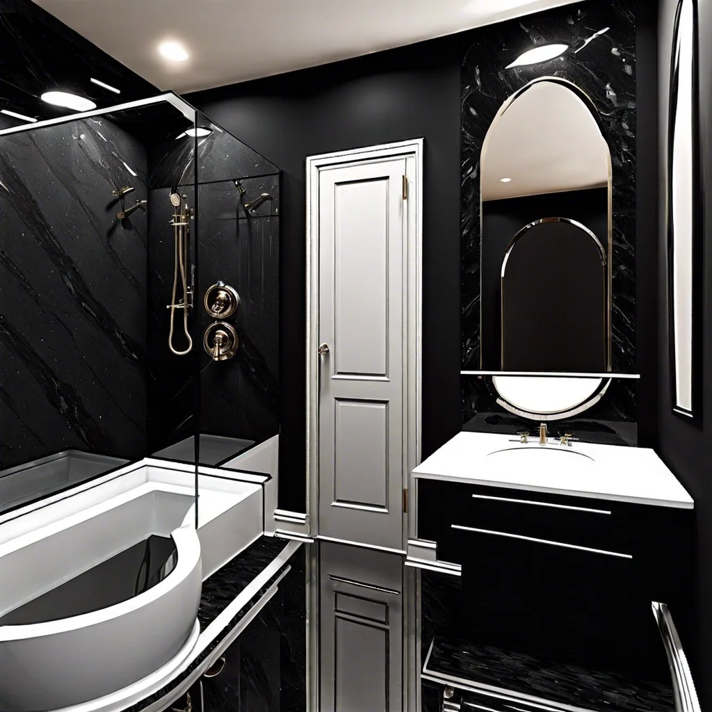 black granite trim around mirrors