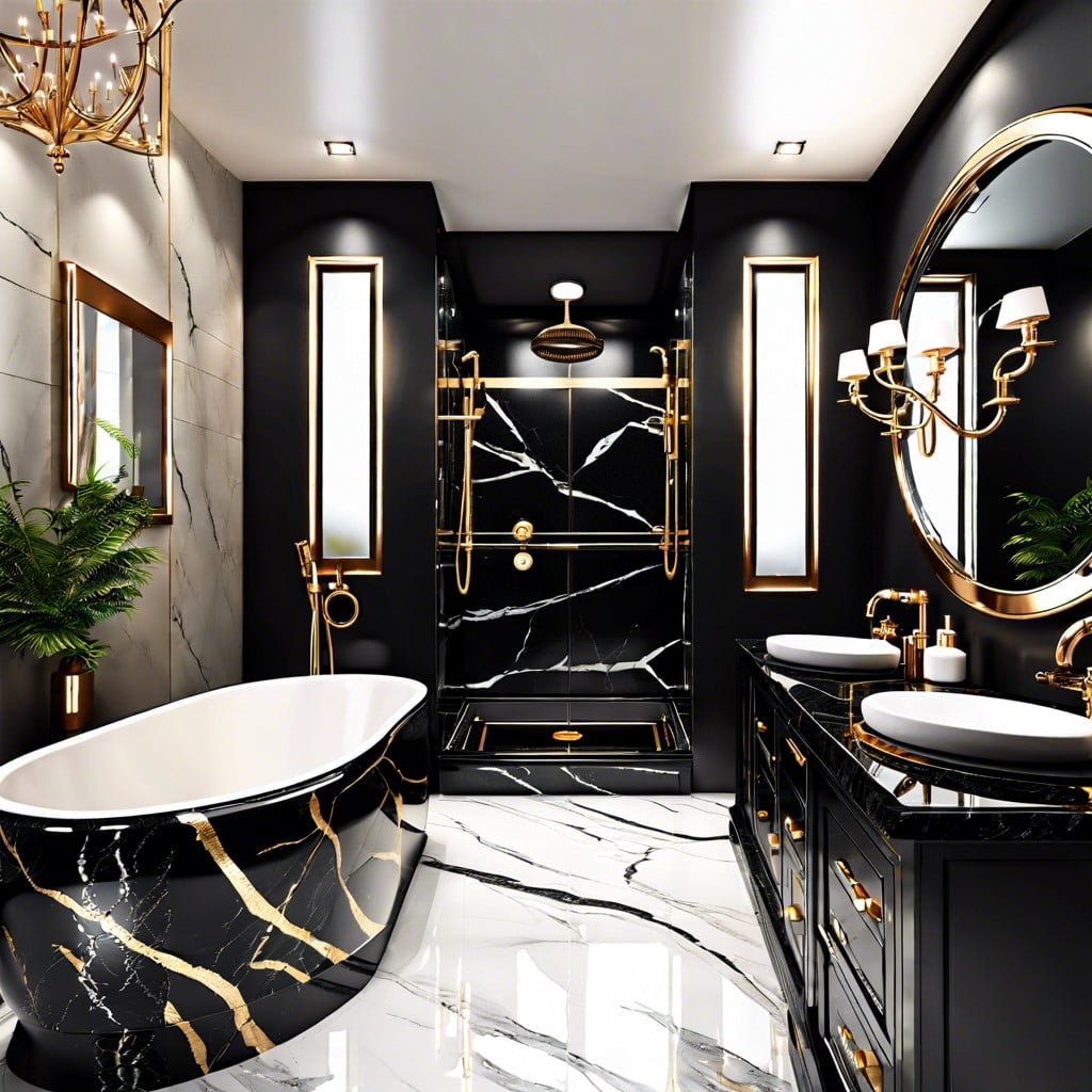 black granite with metallic veins for a luxurious look