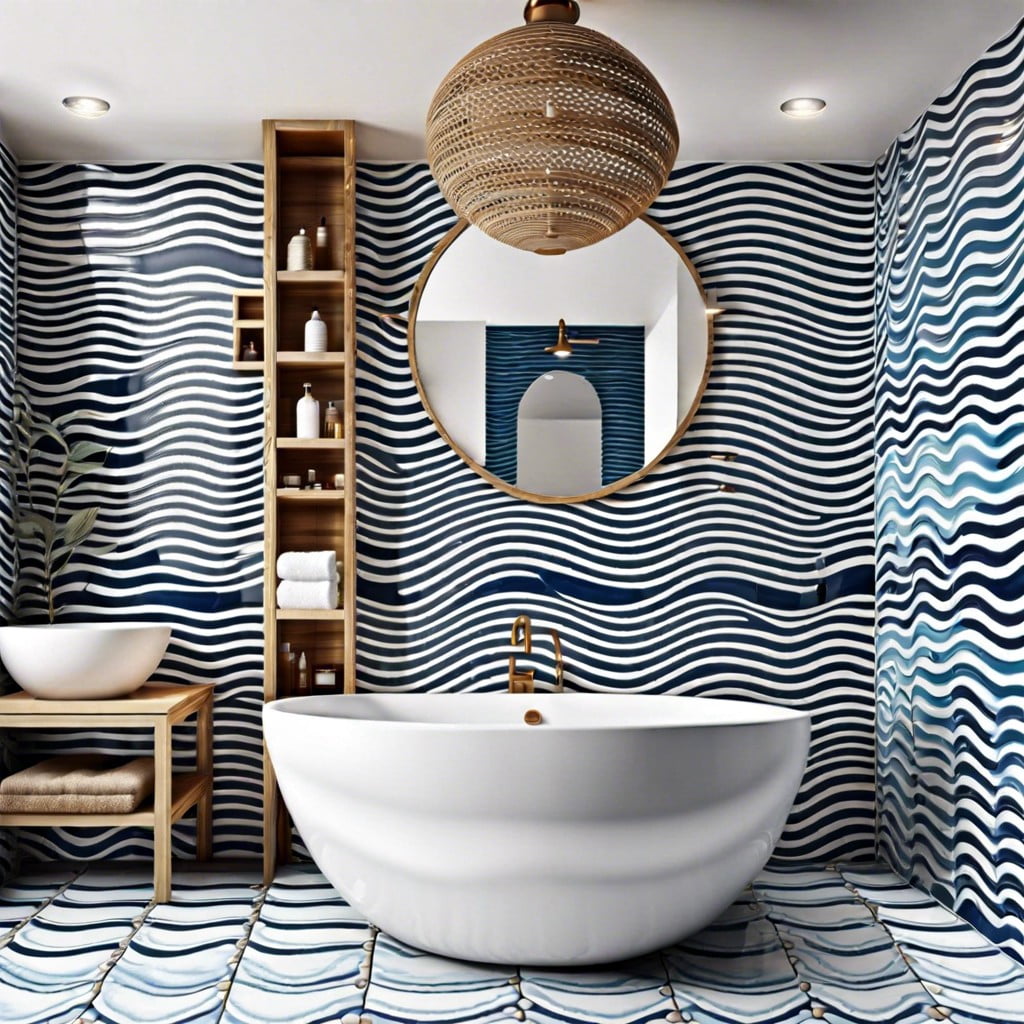 blue and white wave patterns