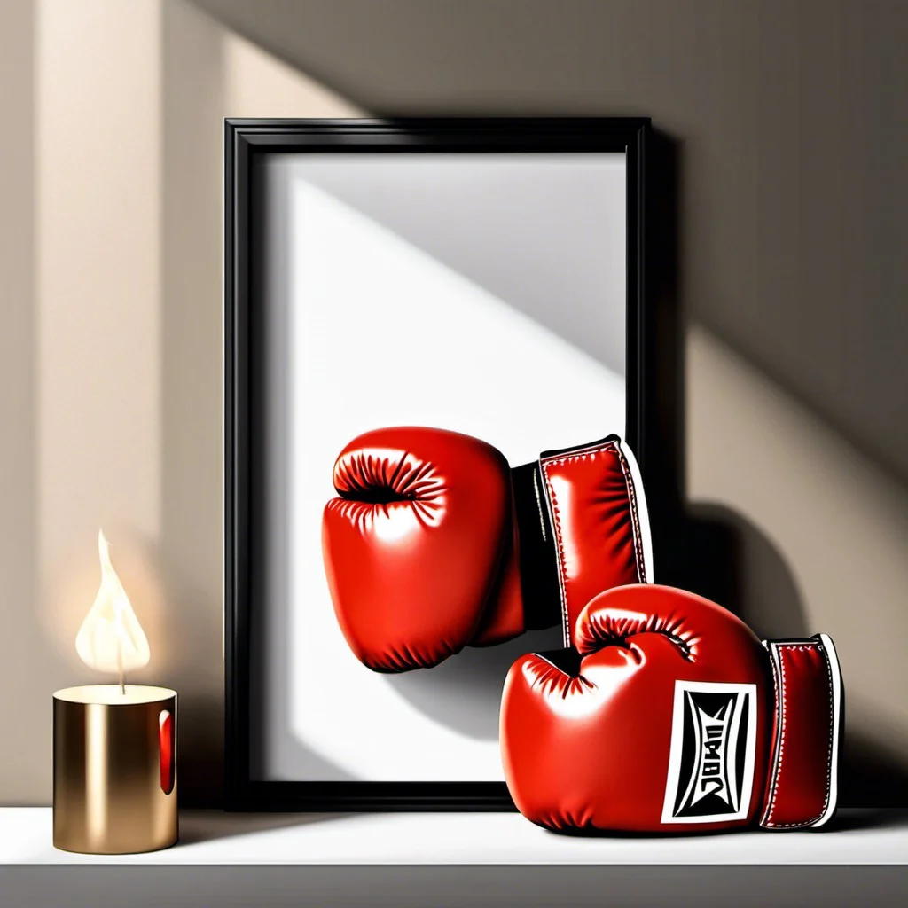 boxing gloves with match poster