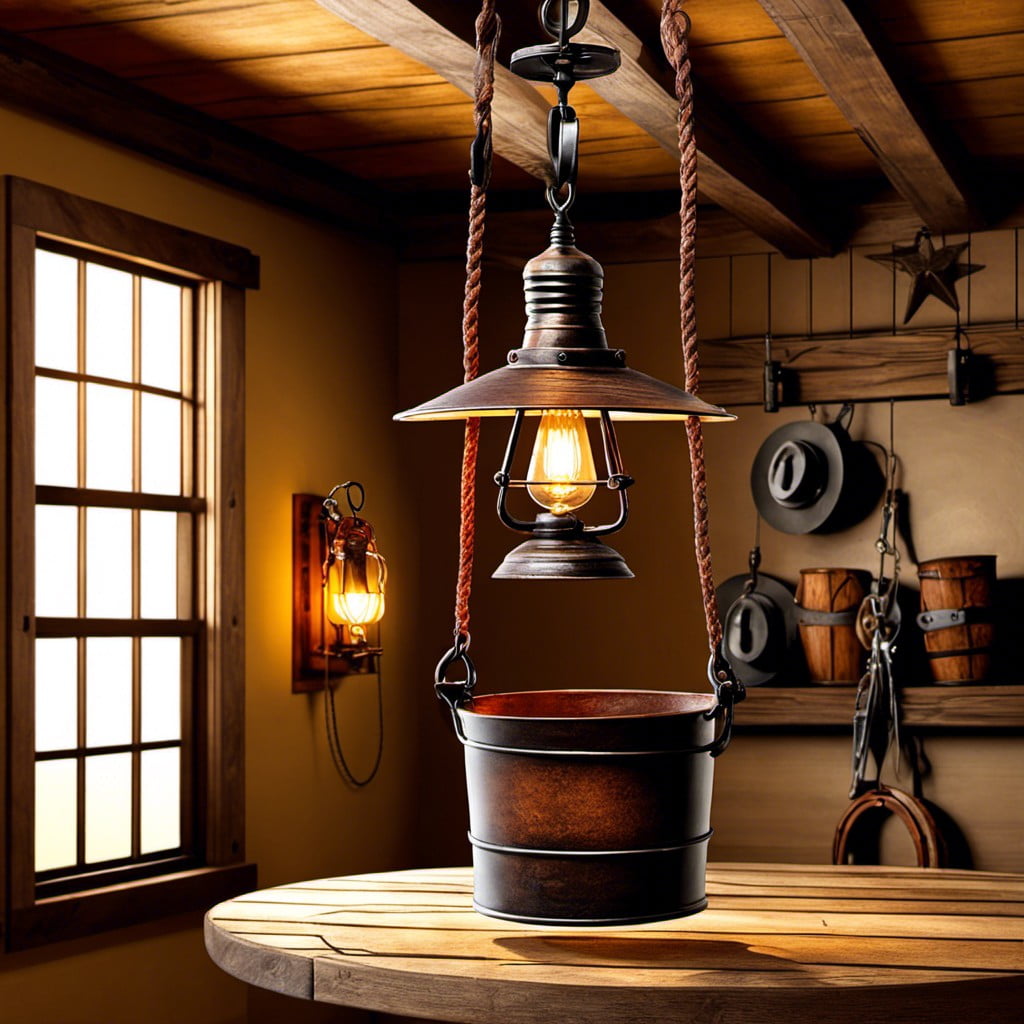 bucket and pulley pendant light