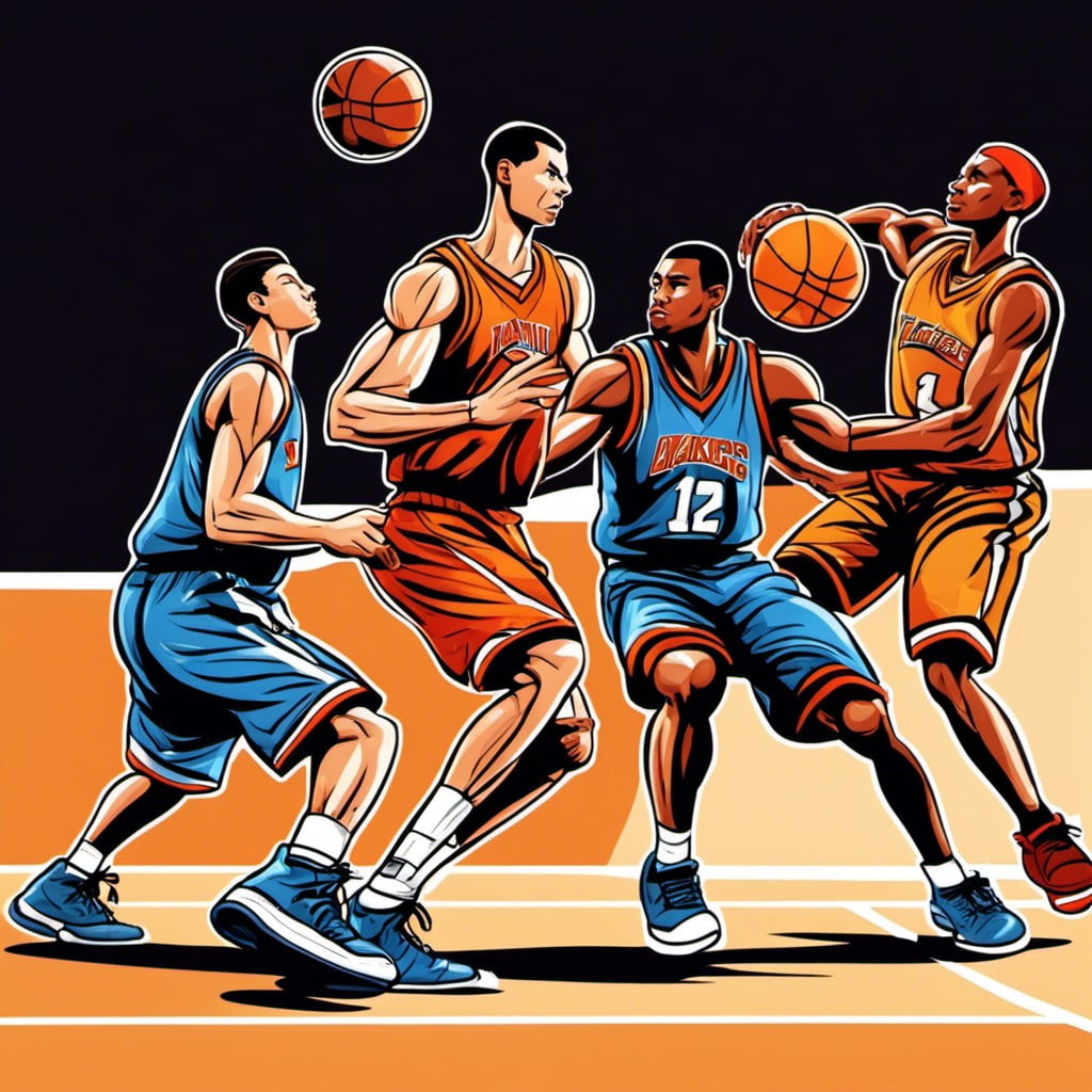 cartoon style basketball players