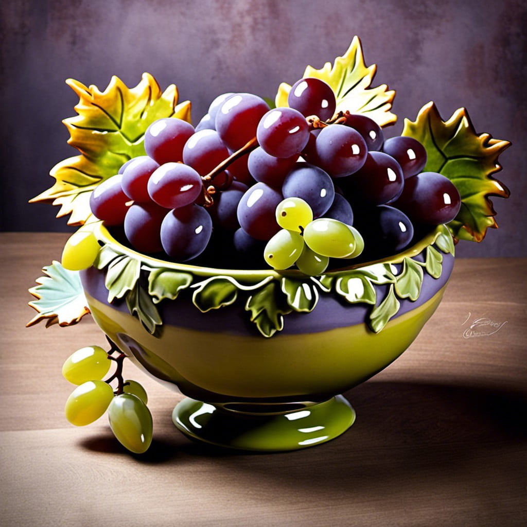 ceramic grape decorated bowl centerpiece