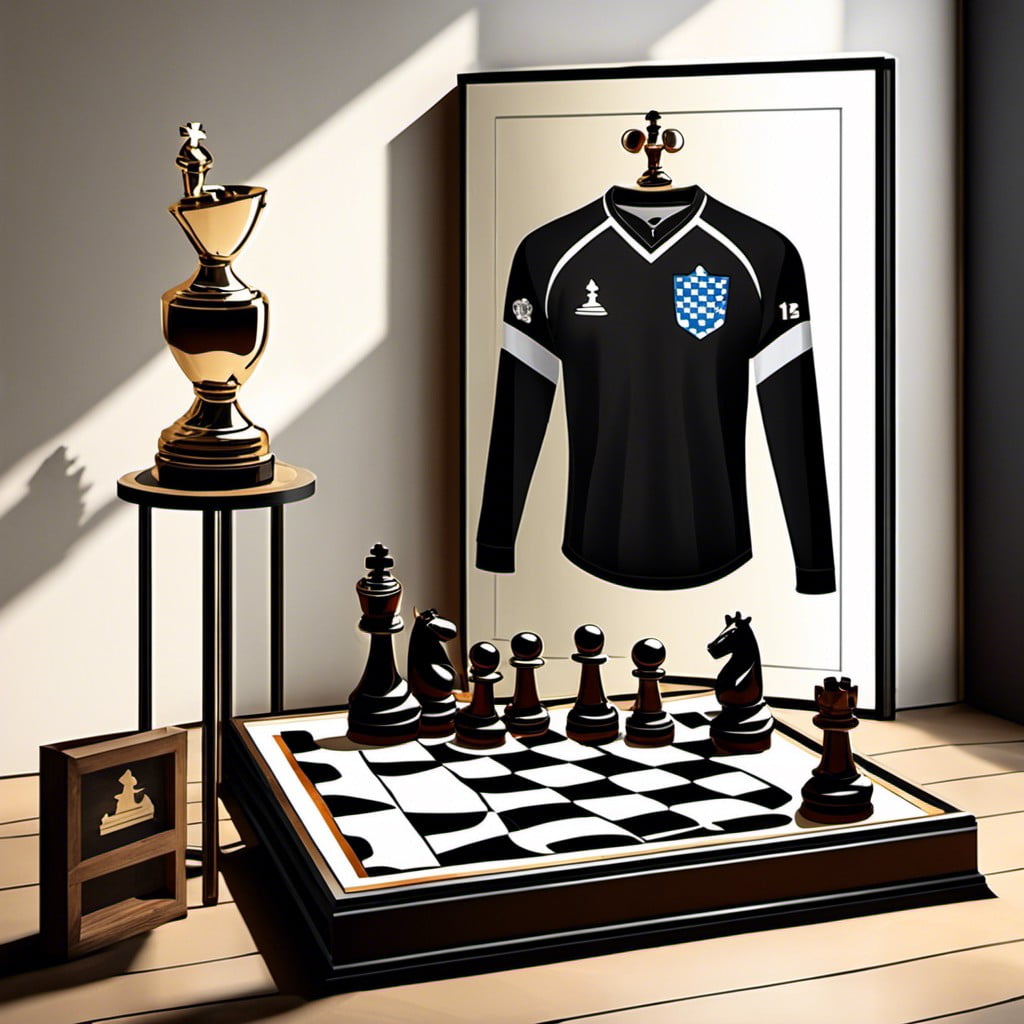chess team jersey with championship trophy