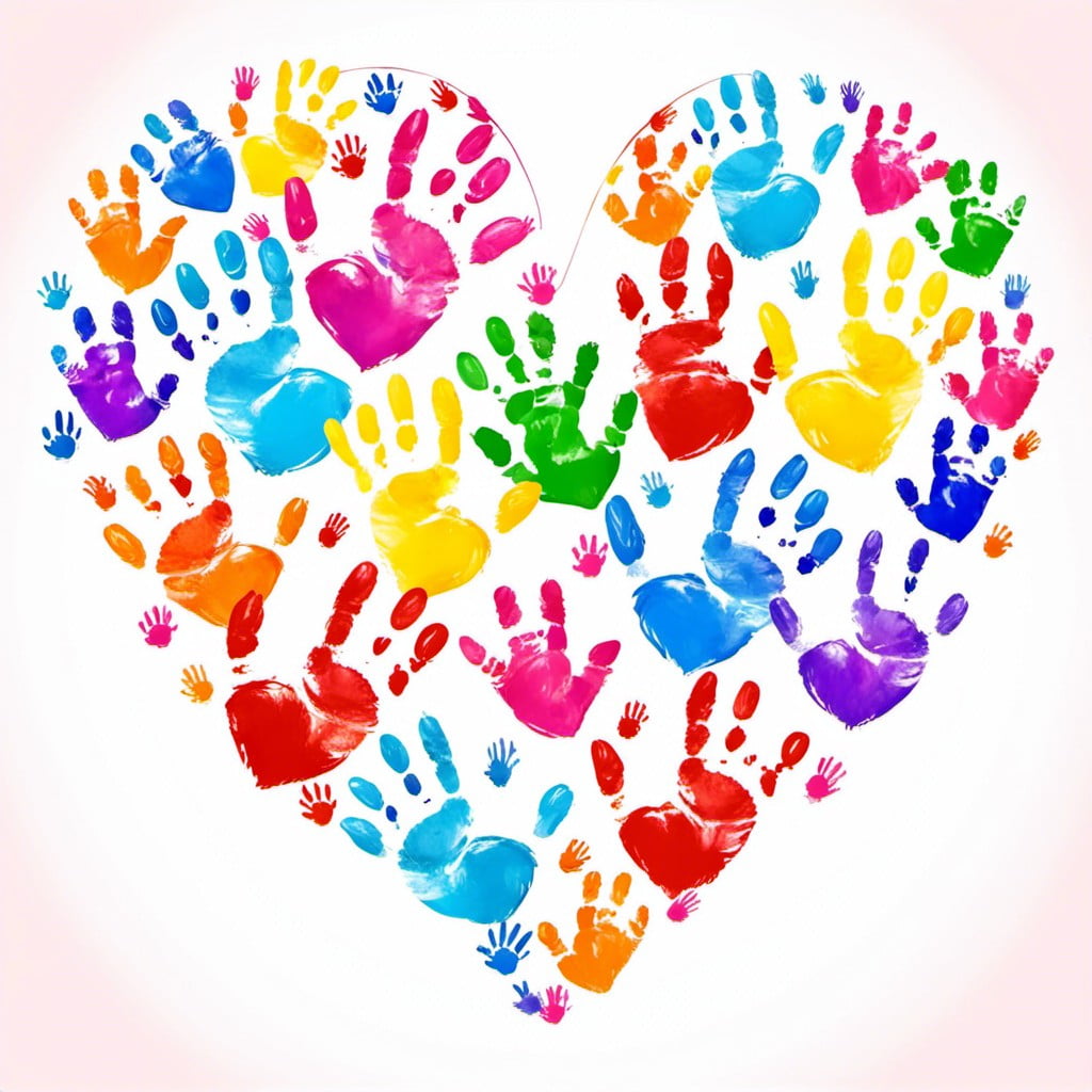 childrens handprints forming a heart