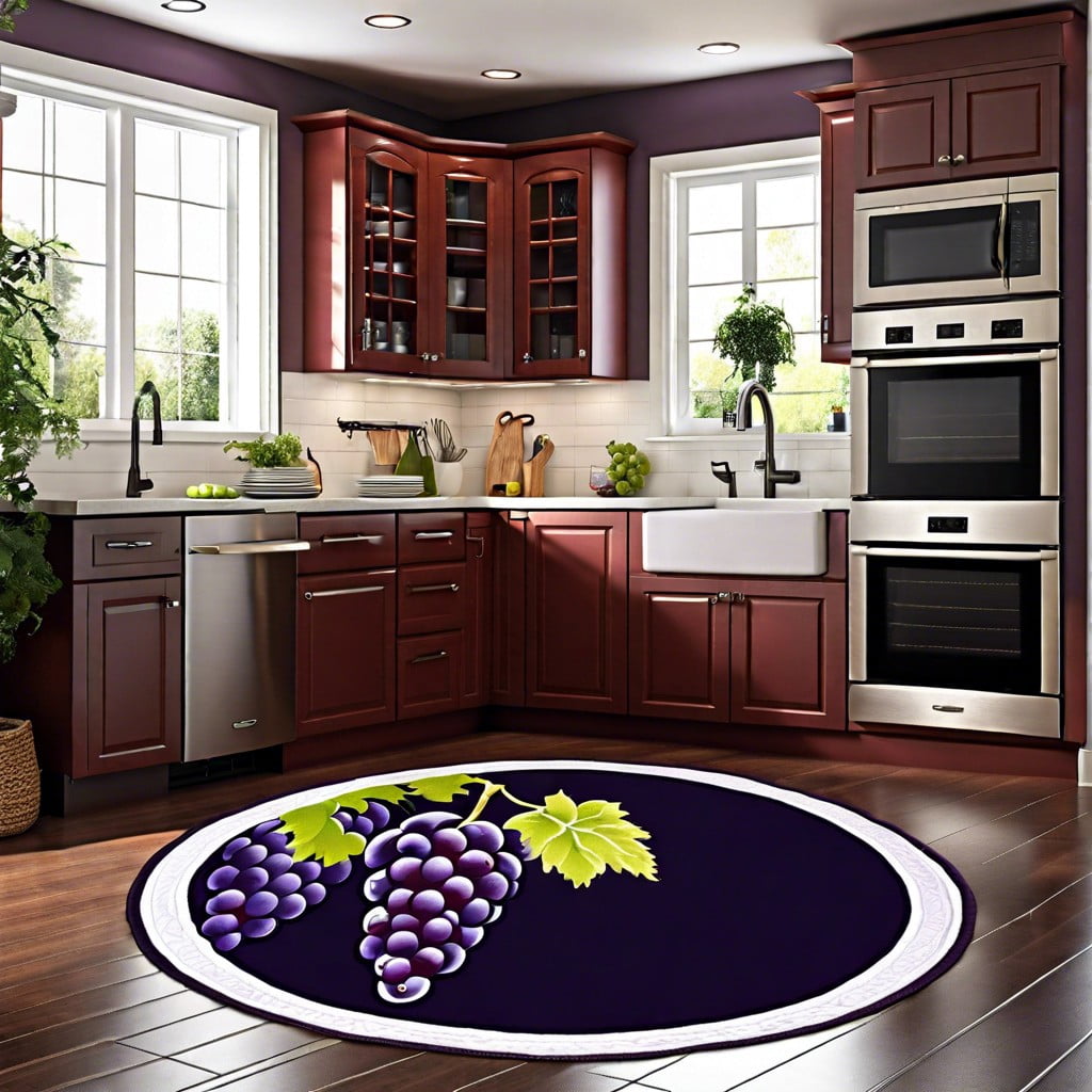 Circular Grape Themed Rug For Open Spaces 