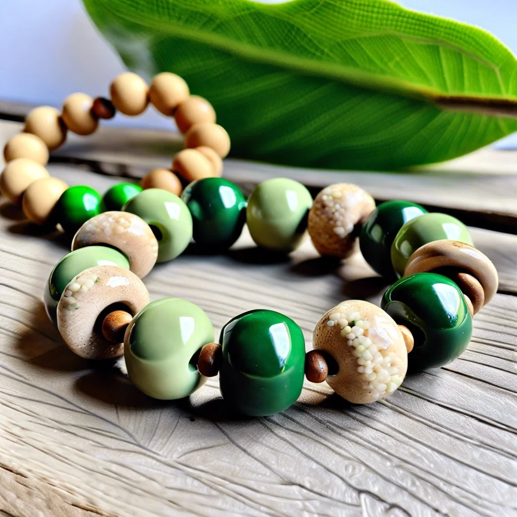 classic khaki and green clay bead design