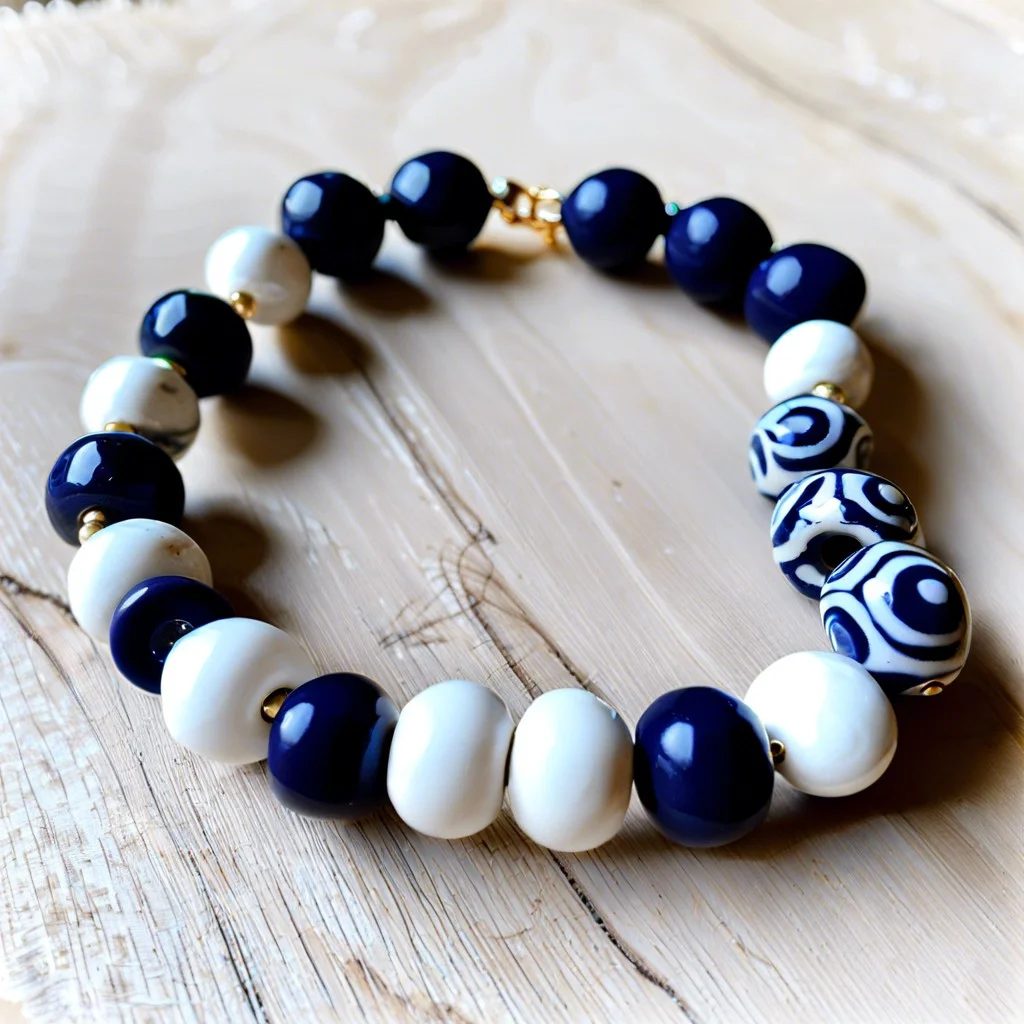 classic navy and white clay bead design