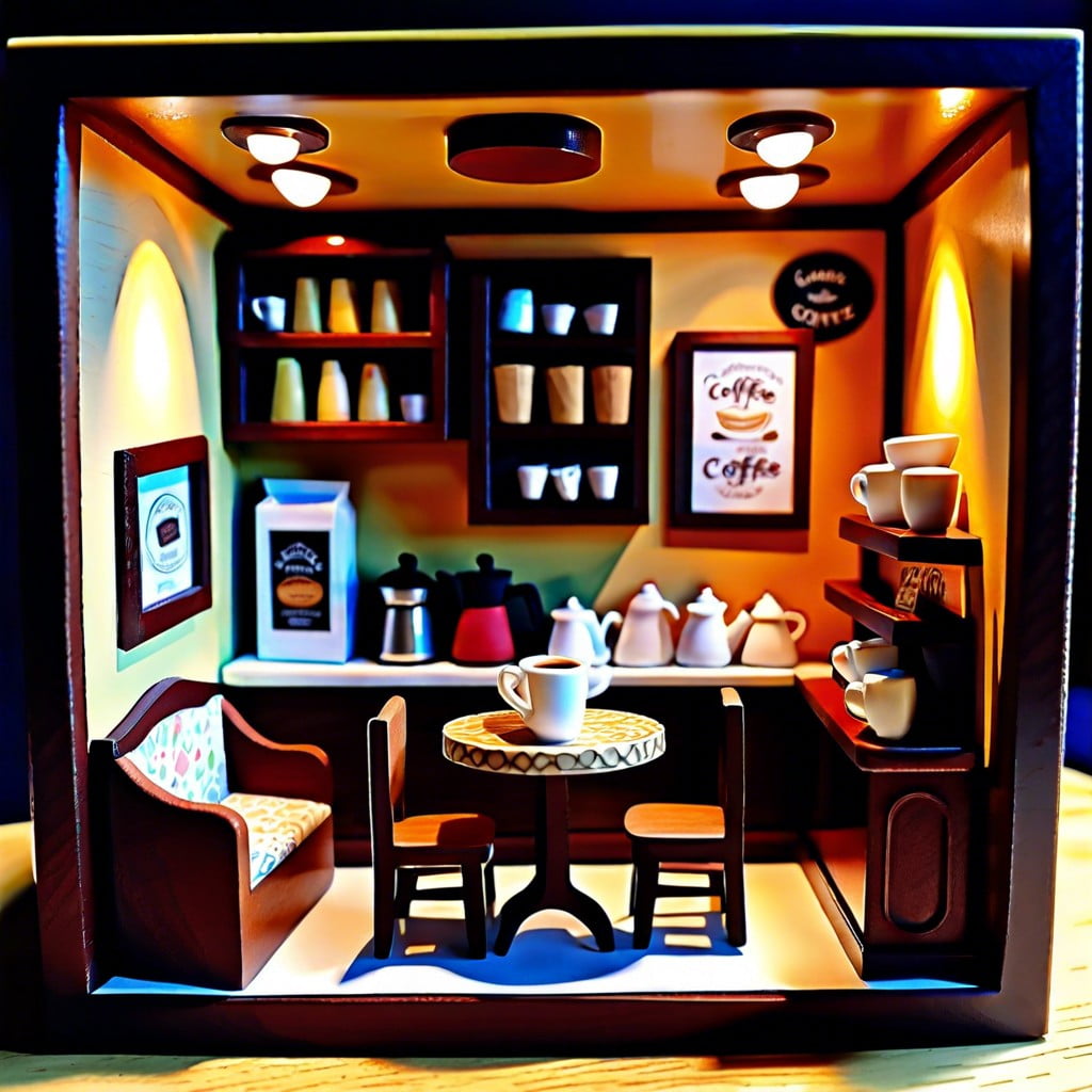 coffee shop miniature shadow box