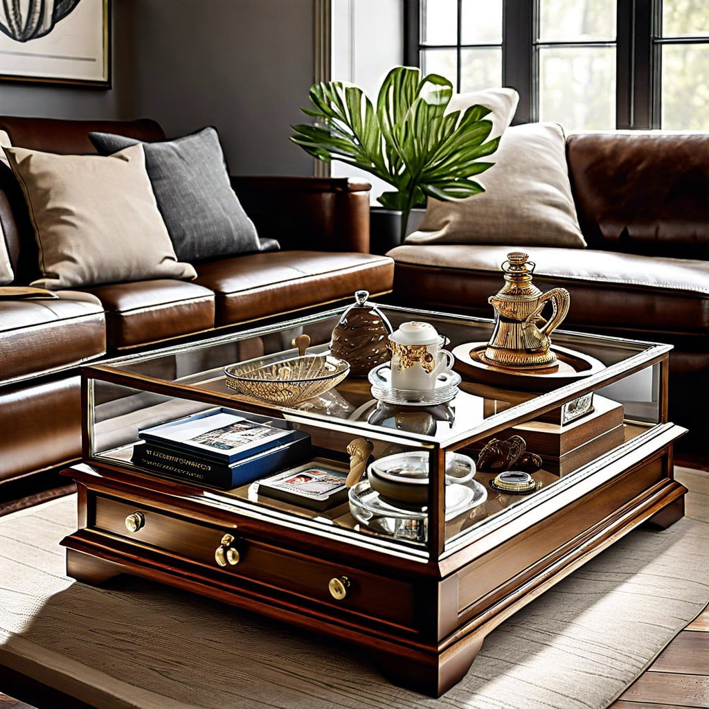 coffee table with display box