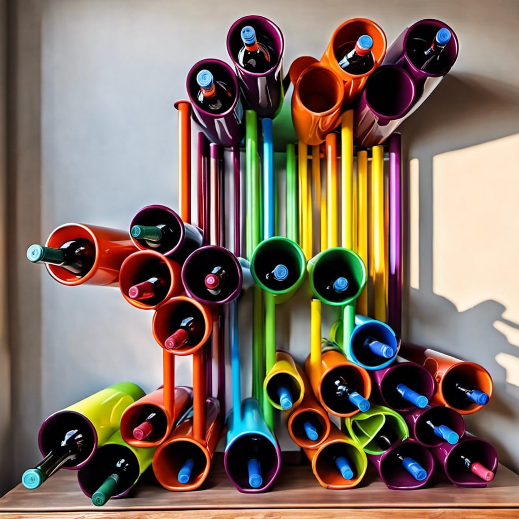 colorful pvc pipe rack for an artistic touch