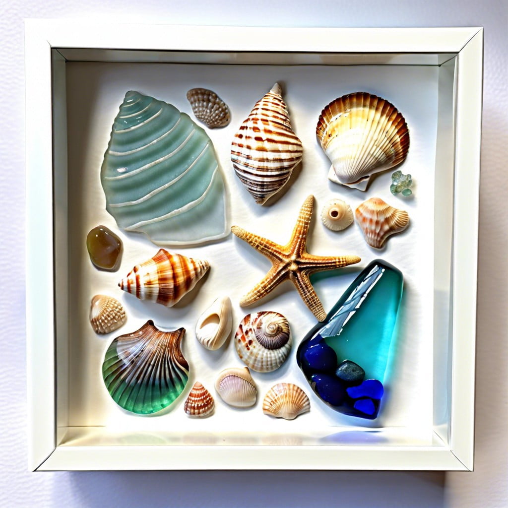 combination of seashells and beach glass