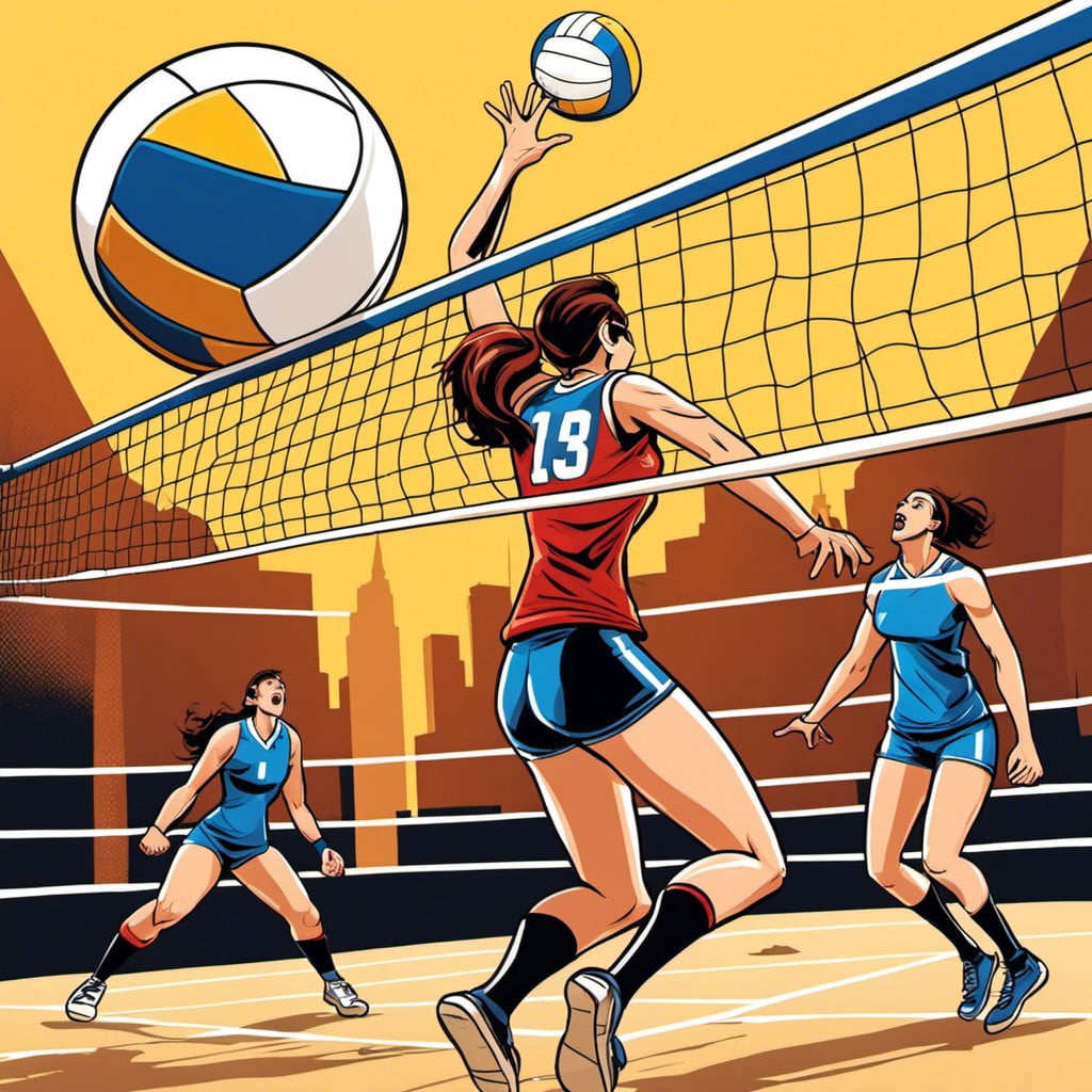 comic book style volleyball action scenes