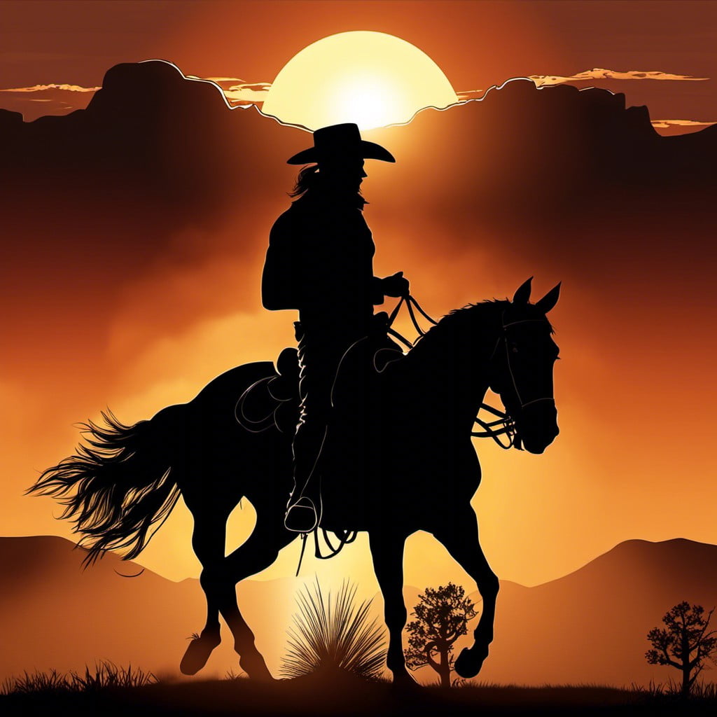 cowboy silhouette at sunset