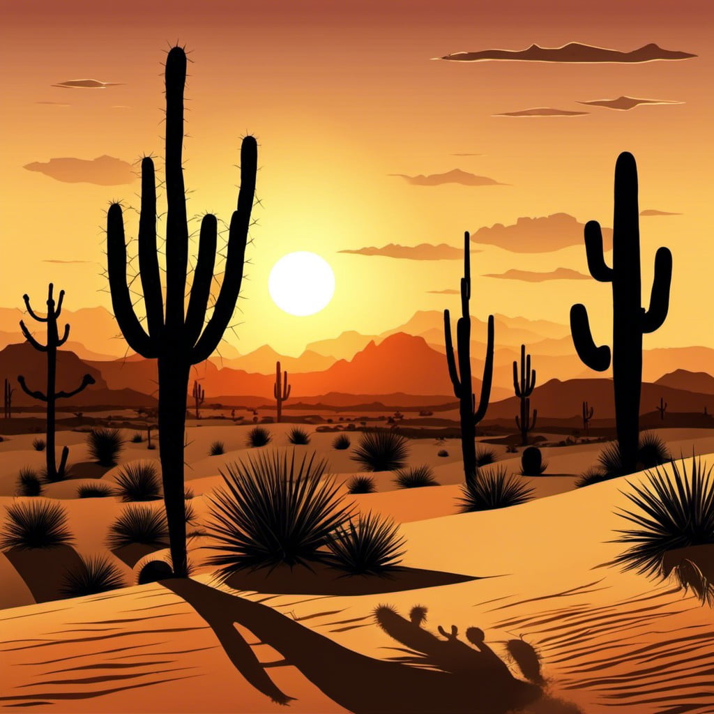 desert with cactus silhouettes